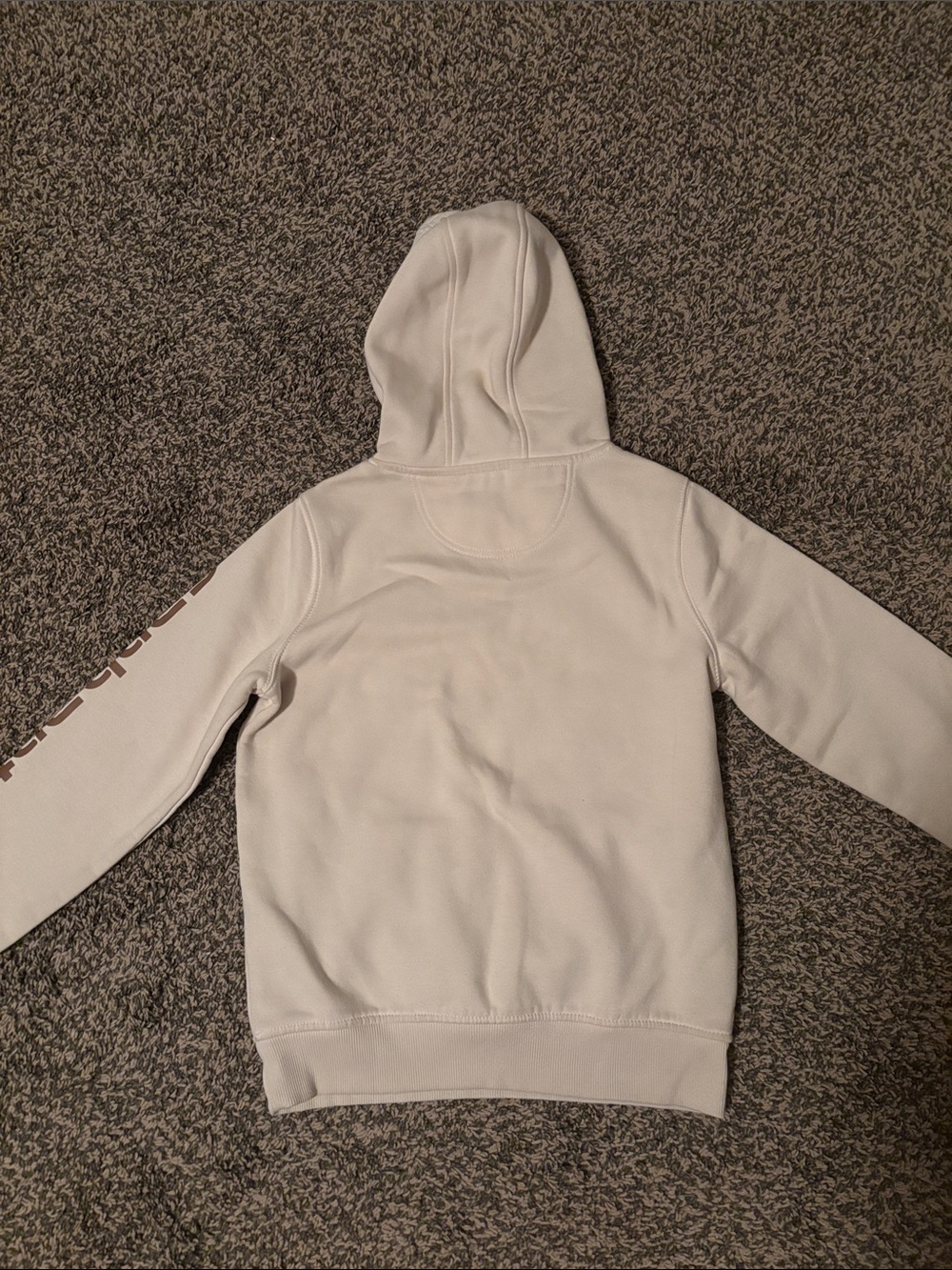 Carhartt Women’s Cream Hoodie with Brown Logo Sleeve - Picture 4 of 6